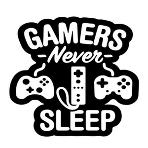 Minimalist Gamer Never Sleep vinyl wall sticker featuring gaming controller icons