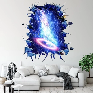 3D Galaxy Starry Sky Wall Sticker PVC Waterproof Outer Space Galaxy Planet Mural For Kids Room Living Room Home Decor