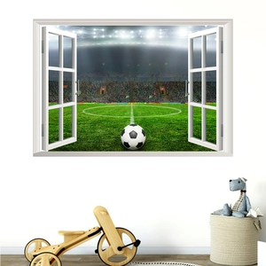 Kreativer 3D-Wandaufkleber Fußballstadion mit Fensterblick für Kinderzimmer-Dekor