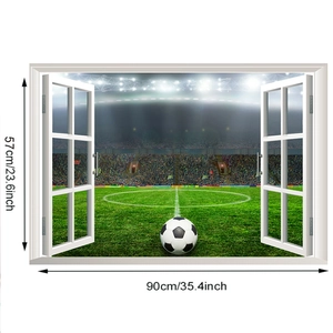 Detailansicht der 3D-Fußballstadion-Wandaufkleber mit Maßen 90cm x 57cm