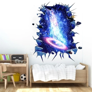 3D galaxy star wall decal mural with deep space visual effect for bedroom decor