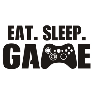 Adesivo murale in vinile Eat Sleep Game con icona controller per decorare la camera da letto