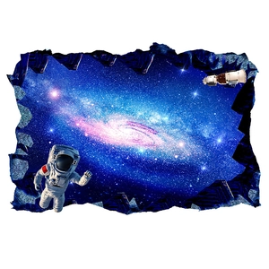 3D outer space wall decal featuring astronaut and galaxy for living room decor
