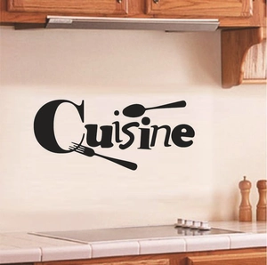 Kitchen Cuisine Wall Sticker Removable PVC Waterproof Wall Decal Fork Spoon Decoration For Restaurant Dining Room Home Decor