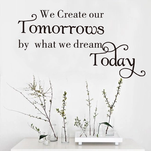 Adesivo da Parete Creativo Citazione Inglese Today Dream Today Create Tomorrow Motivazionale in PVC Removibile DIY