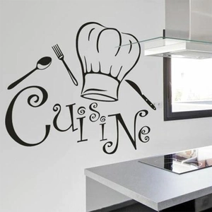 Cuisine Kitchen Wall Sticker Removable PVC Waterproof Chef Hat Cutlery Pattern For Dining Room Restaurant Home Decoration