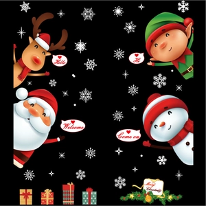 Stickers Noël avec Père Noël, renne et bonhomme de neige sur fond noir