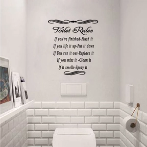 Toilet Rules Bathroom Wall Sticker Removable PVC Decorative Engraved Sign Waterproof Creative Home Art Decal For Washroom Restroom