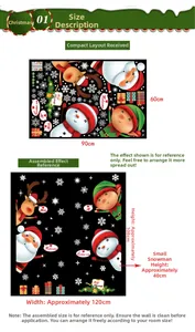 Détails de l'autocollant de Noël DIY avec bonhomme de neige et guide de disposition