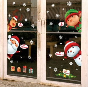 Stickers de Noël pour fenêtres avec Père Noël, renne et flocons pour décoration vitrée