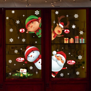 Stickers de Noël pour fenêtres avec Père Noël et rennes pour décoration festive de vitrine