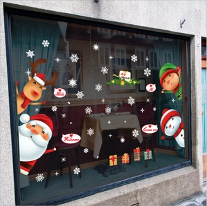 Stickers de Noël pour vitrines avec Père Noël renne et bonhomme de neige déco de fête