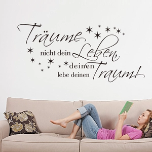 Inspirational German Quote PVC Wall Sticker Removable Lettering Decal With Stars For Living Room Bedroom Office Home Decor