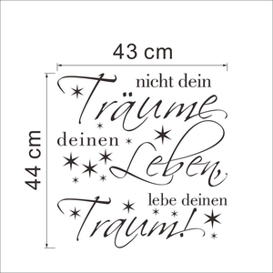 Minimalist German Traume wall sticker with stars in black finish for home decor