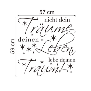 Inspirational German quote wall decal with stars for bedroom and living room decor