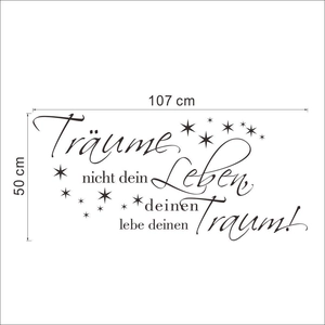 Inspirational German quote wall decal Traume nicht dein Leben 107x50cm vinyl sticker