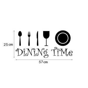 Dining room wall sticker detail with silverware icons and Dining Time art text 57x25cm