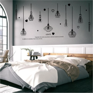 Industrial black pendant lamp wall decals for modern bedroom and living room decor