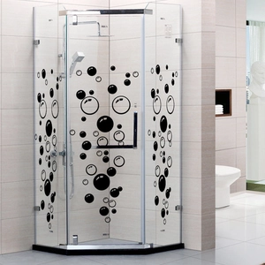 Creative black bubble wall stickers for modern bathroom glass doors and shower enclosures