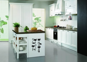 Removable black PVC cartoon cat silhouette wall stickers for modern kitchen cabinet decoration