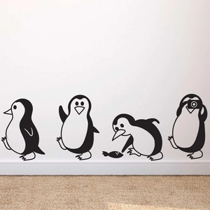 Stickers Muraux Pingouin Mignon Dessin Animé DIY Amovible PVC Imperméable Pour Chambre d'Enfant Décoration Maison