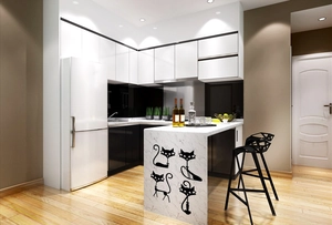 Removable black cartoon cat PVC wall stickers for kitchen cabinet and furniture decor
