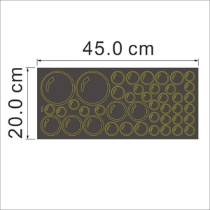 Detailed dimensions of ZY701A wall sticker with colorful circular bubble designs