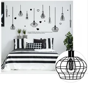 Detailed view of black industrial style chandelier wall stickers for modern home decor