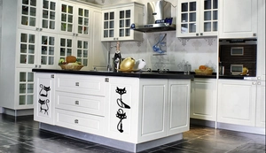Cartoon black cat silhouette PVC wall stickers for kitchen cabinet and home decoration