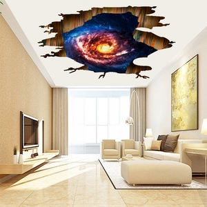 3D celestial vortex ceiling sticker with broken edge design for home living room decor