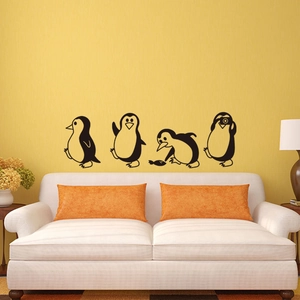 Stickers muraux pingouins créatifs pour décoration de chambre d'enfant et salon