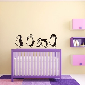 Stickers muraux pingouins mignons pour chambre d'enfant, lot de 4 décalcomanies