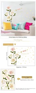 Détails des stickers muraux roses blanches et dimensions pour la décoration