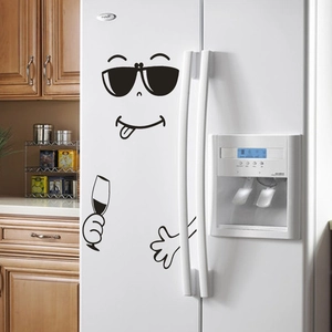 Funny cartoon sunglasses smiley face fridge sticker decal for kitchen refrigerator decor