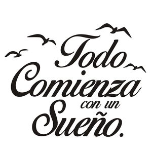 Detail of Todo Comienza con un Sueño Spanish wall sticker with flying seagulls