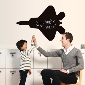 Fighter Jet Silhouette Chalkboard Wall Sticker Removable PVC Decal For Kids Room Study Math Formula Erasable Blackboard Poster