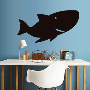 Sticker mural requin minimaliste noir décoration intérieure dessin animé pour salon