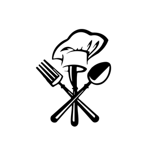 Creative kitchen wall sticker featuring chef hat and cutlery set for home restaurant decor