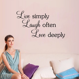 Live Simply Laugh Often Love Deeply Quote Wall Sticker Removable PVC Lettering Decal For Home Living Room Bedroom Decor