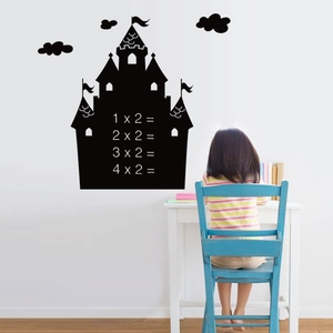 Castle Silhouette Blackboard Wall Sticker Educational Multiplication Table PVC Waterproof Removable Decal For Kids Room School