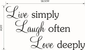 Live simply wall sticker with dimensions 58.5x33cm for home decor styling