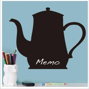 Teapot Shaped Black Chalkboard Wall Sticker PVC Removable Memo Message Board Decal For Kitchen Office Home Decor