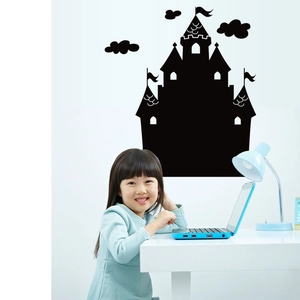 Thickened castle blackboard wall sticker for kids room decor with cloud decals