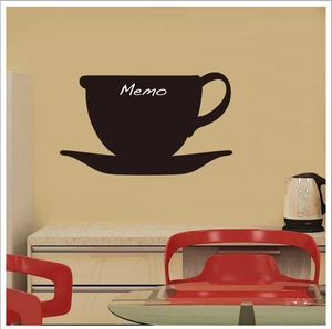 Creative coffee cup wall sticker with Memo text for kitchen and dining area decoration