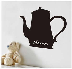 Teapot-shaped blackboard sticker with Memo text for kitchen wall decor and notes