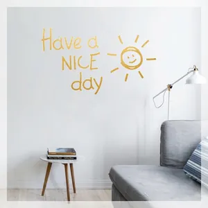 Minimalist golden glitter 'Have a nice day' wall sticker for Scandinavian style home decor