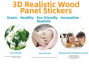 Detailed view showing waterproof 3D wood texture self-adhesive wallpaper wall stickers