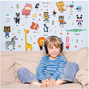 Cartoon Animal Alphabet Wall Stickers For Kids Room Nursery Decor PVC Removable DIY Wallpaper Educational Home Art Decals