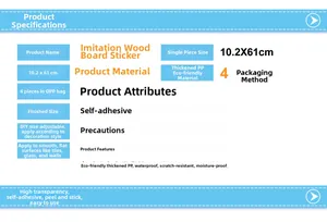 Detail view of 10.2x61cm self-adhesive wood grain wall sticker showing its waterproof features