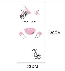 Nordic minimalist unicorn door sticker for children rooms sized 120cm by 53cm